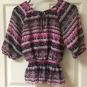 Girls/Youth Ruffled Cinch Blouse/Shirt